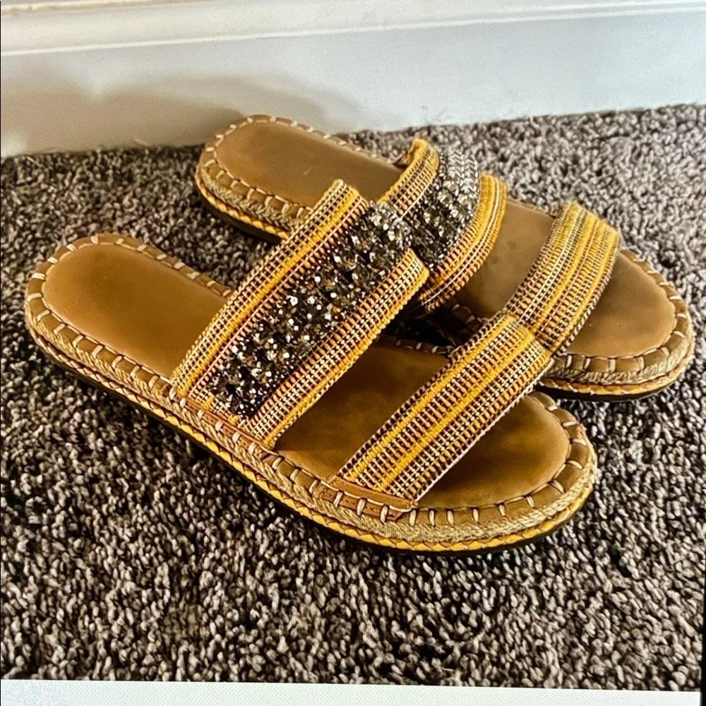 Anthropologie Crown Embellished Espadrille Sandal size 7